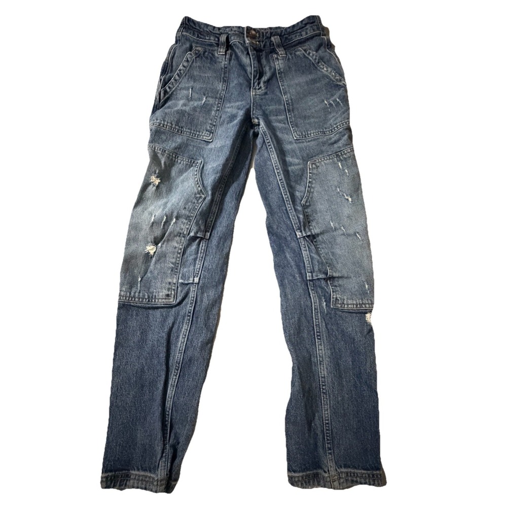 Pilcro Women's Size 26 Distressed Medium Wash Cargo Jeans